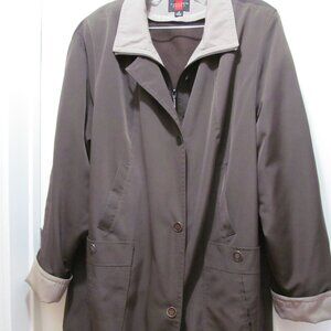 Gallery Womens Coat ~ Zip Out Liner ~ Snap Front ~ Brown & Mushroom Taupe Sz 1X